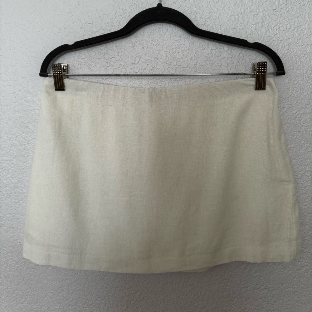 The A&F Scarlett Linen-Blend Mini Skort - White - M